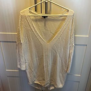 White high-low sweater